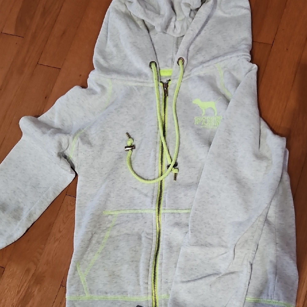 PINK Victoria's Secret Gray Zip-Up Hoodie Jacket
